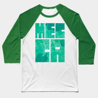 Mecca, Saudi Arabia City Map Typography - Watercolor Baseball T-Shirt